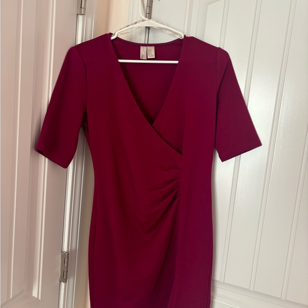 Elegant Burgundy Wrap Dress